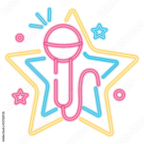 microphone with stars neon