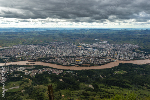 panoramic view of Governador Valadares city from the top of Ibituruna peak, Minas Gerais State, Brazil photo