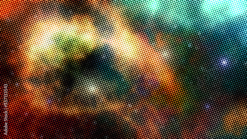 Colorful halftone abstract nebula background. Vivid colorful abstract universe halftone pattern. Vivid colors halftone abstract background. 