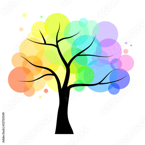 rainbow tree. Delicate pastel wood. Delicate tones. Vector illustration. Stock picture. 