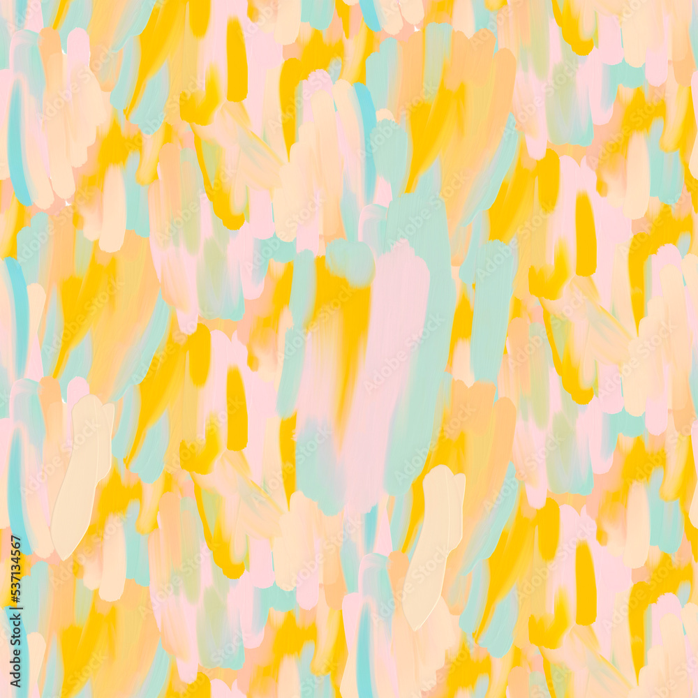 Abstract Retro Seamless Acrylic Texture Acrylic strokes orange, beige, blue,
