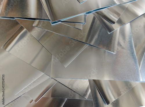 industrial aluminum metal pile. small rectangular or square pieces