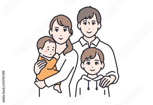 4人家族のシンプルなベクターイラスト素材