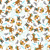 Vector illustration of Cute animal sheriff with gun and and horse. Can be used for t-shirt print, Creative vector childish background for fabric textile, nursery wallpaper and other decoration.
