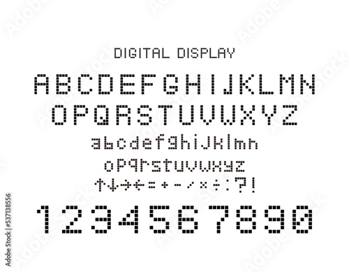 デジタル表示のアルファベットと数字のイラスト素材 デジタル表示の時計の文字
