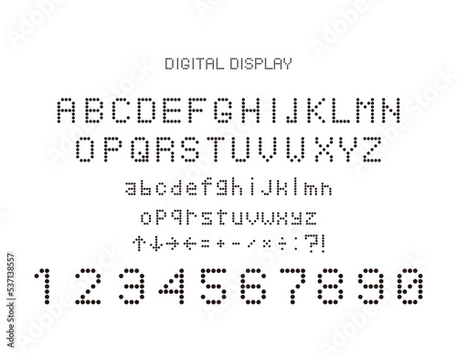 デジタル表示のアルファベットと数字のイラスト素材 デジタル表示の時計の文字
