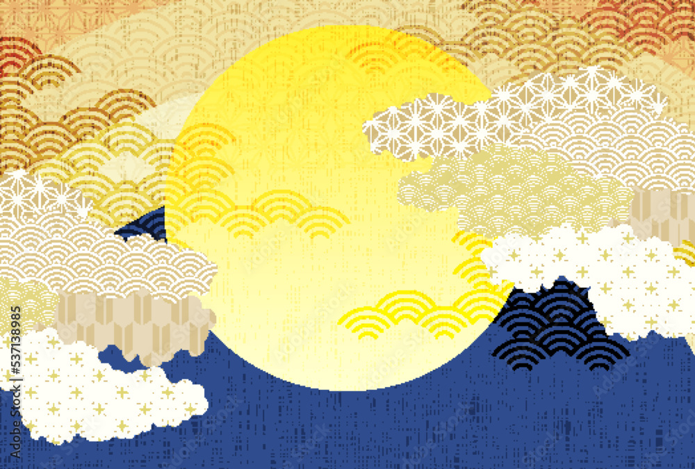 月 年賀状 和柄 背景 Stock ベクター | Adobe Stock