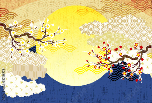 梅　月　年賀状　背景