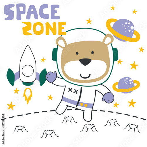 Vector illustration of cute cartoon astronauts little animal in space  suitable for stickers and t shirts kids baby  t shirt print design  fashion graphic and other decoration.