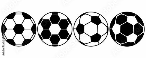 outline silhouette soccer ball icon set with different style isolated on white background