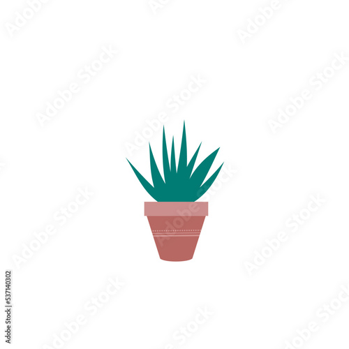 cactus in a pot indoor plant flat illustration