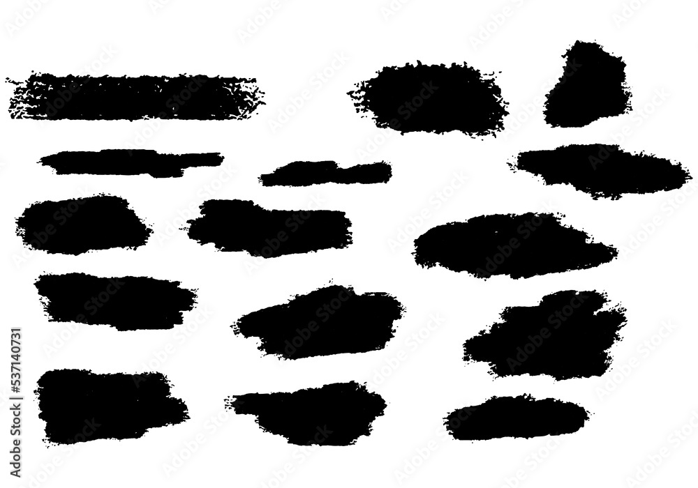 set of black and white paint strokes