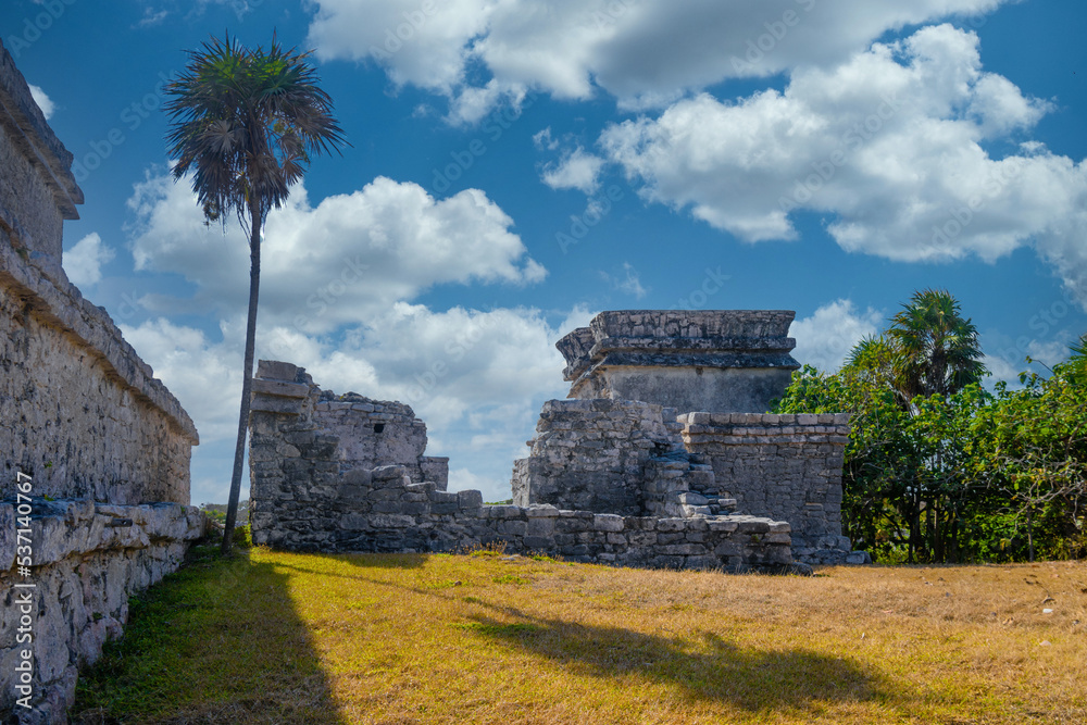 The castle, Mayan Ruins in Tulum, Riviera Maya, Yucatan, Caribbean Sea, Mexico The castle, Mayan Ruins in Tulum, Riviera Maya, Yucatan, Caribbean Sea, Mexico