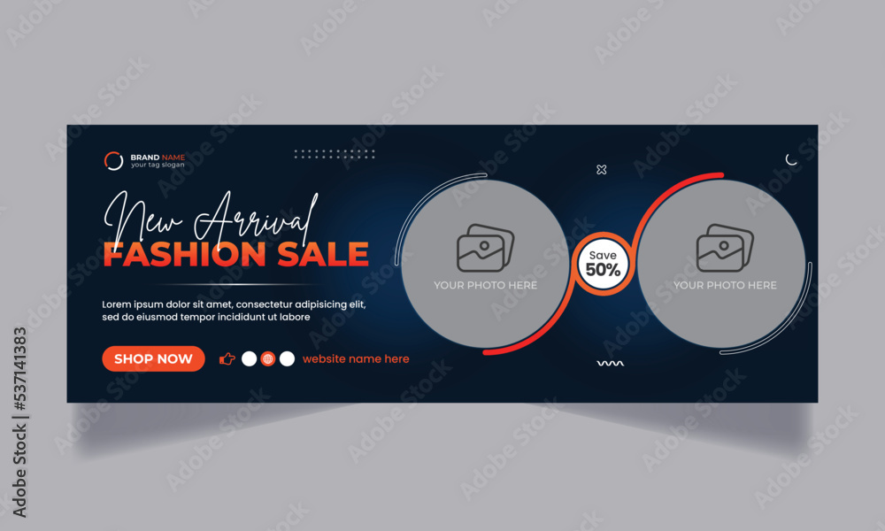 New arrival sale social media facebook cover design and web banner template - obrazy, fototapety, plakaty 