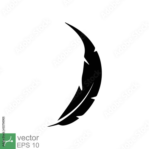 Feather icon. Simple solid style. Soft, bird, quill, weight, light, wing concept. Glyph vector illustration isolated on white background. EPS 10.