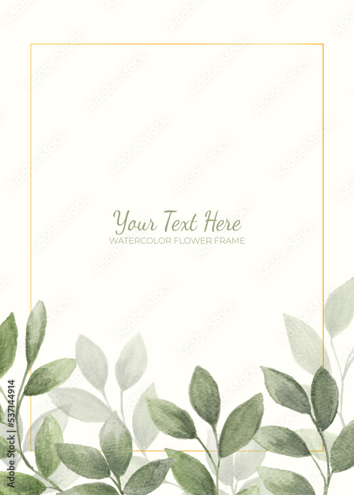 Obraz premium Manual painted of aesthetic leaves watercolor as background frame.