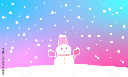 雪の降る景色と雪だるまの背景5