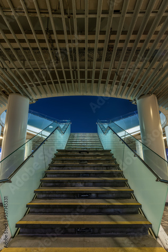 Stairs from underground upward in modern city space