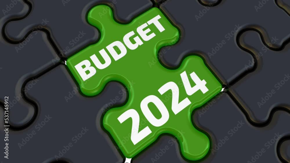 Budget 2023 and budget 2024. The text on the puzzles. Folded black