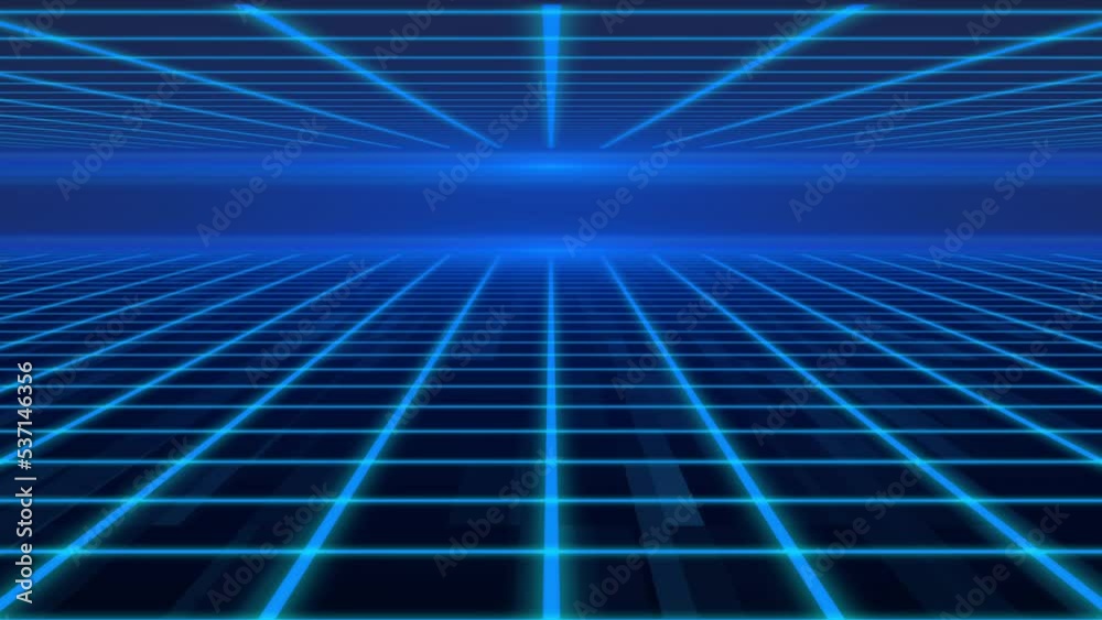 double Blue retrowave animation glowing luminance laser background, abstract technology horizontal line purple light glow, galaxy geometric internet 80s style poster animation