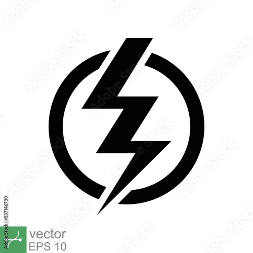 Free Download Power icon. Simple solid style. Lightning in circle, electric, flash, battery charge, voltage, thunder, bolt, storm, energy concept. Glyph vector illustration isolated on white background. EPS 10. - GFXLoad
