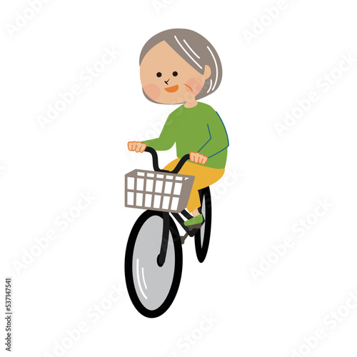 自転車に乗る高齢者のイラスト