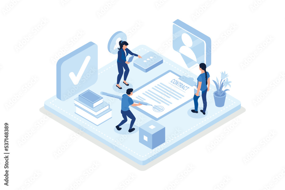 Smart Contract Banner Template. Man Character Signing Digital Signature at Online Business Contract. Data Protection and Privacy Policy Concept, isometric vector modern illustration Smart Contract Banner Template. Man Character Signing Digital Signature at Online Business Contract. Data Protection and Privacy Policy Concept, isometric vector modern illustration