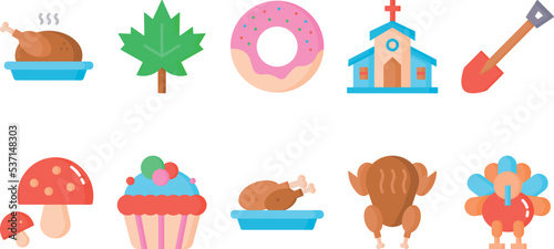 Thanksgiving Icons Pack Flat Color