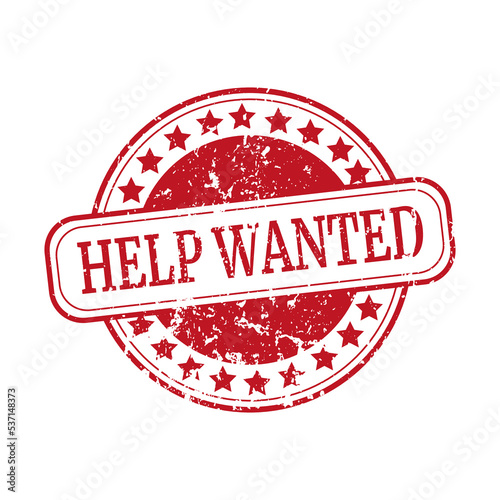 Stamp with text help wanted inside, vector illustration