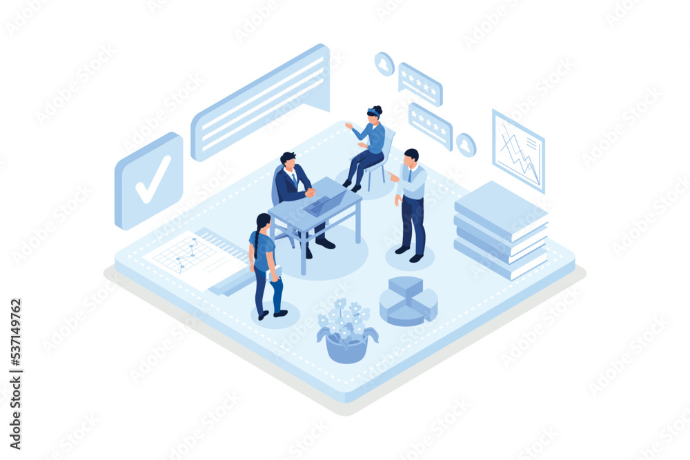 Employment concept with character. Can use for web banner, infographics, hero images, isometric vector modern illustration Employment concept with character. Can use for web banner, infographics, hero images, isometric vector modern illustration
