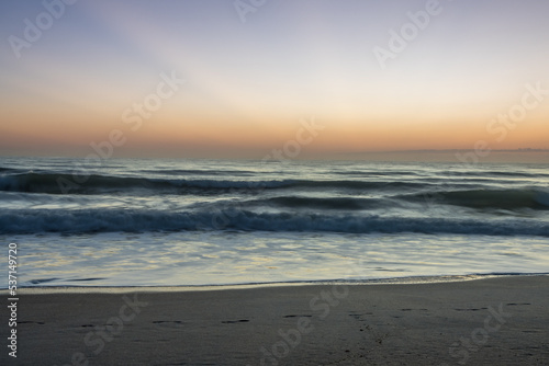 Beautiful Sunrise - Long Exposure Beach waves sand