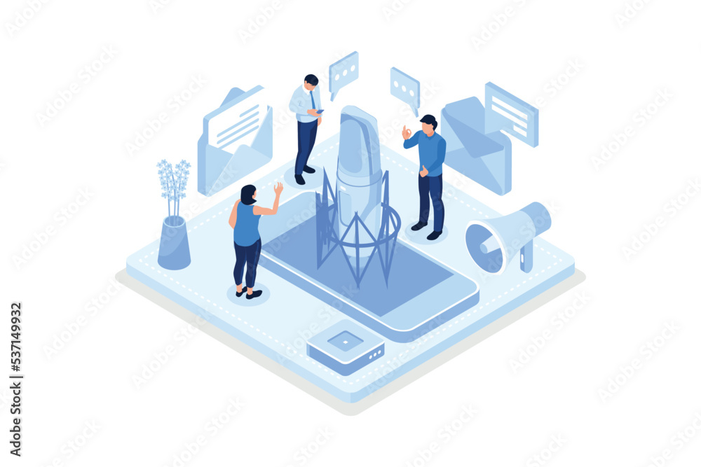 Voice messages concept with character and text place. Can use for web banner, infographics, hero images, isometric vector modern illustration