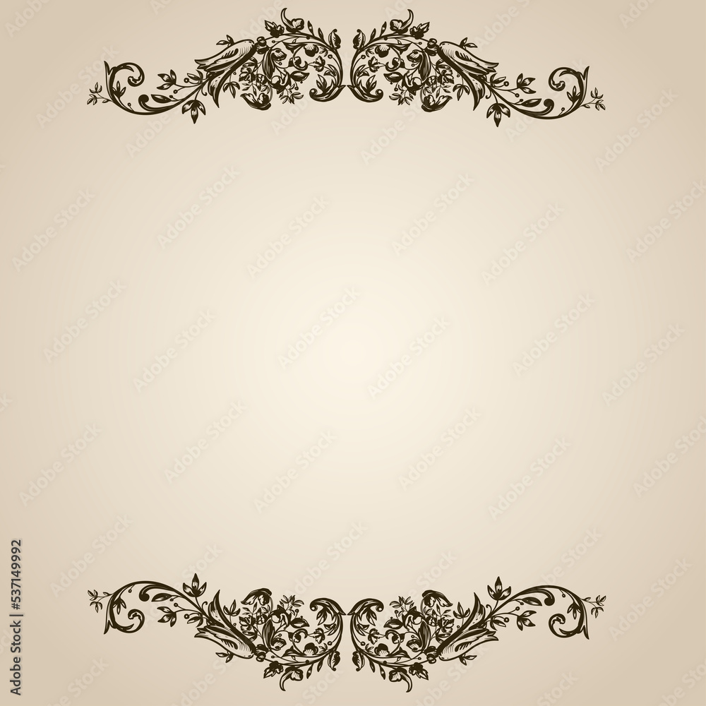 Frame of flowers. Vintage floral elements Isolated botanical  for a wedding card.