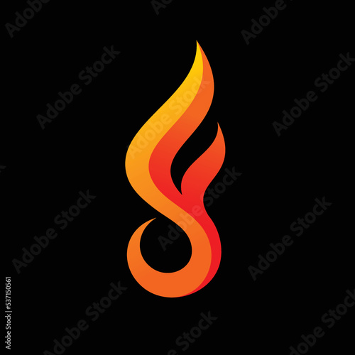 letter F logo with burn fire concept