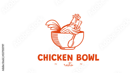 illustration of rooster chicken with spoon and bowl logo for food, restaurant and other. logo design, vector.