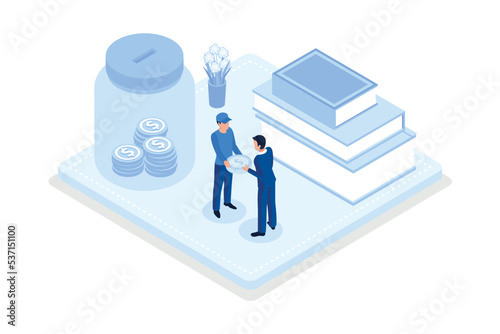 Finance and education, isometric vector modern illustration