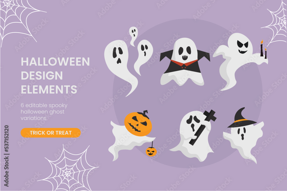 A Set Of Ghost Design Elements For Halloween Celebration A Set Of Ghost Design Elements For Halloween Celebration