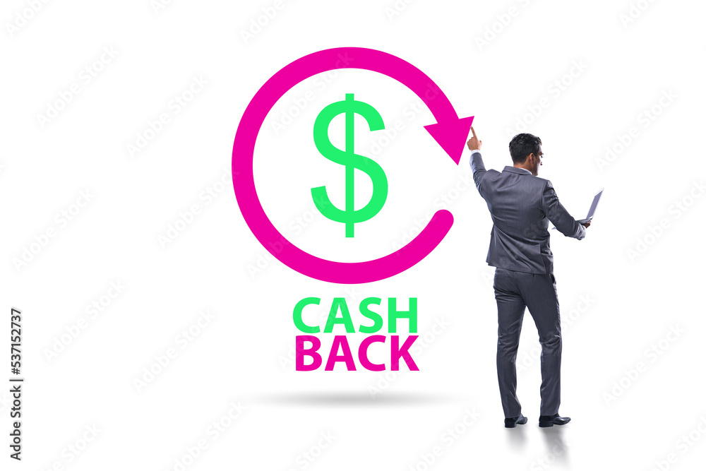 Businessman in the cash back concept Businessman in the cash back concept
