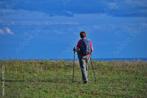 Senior woman hiking in nature