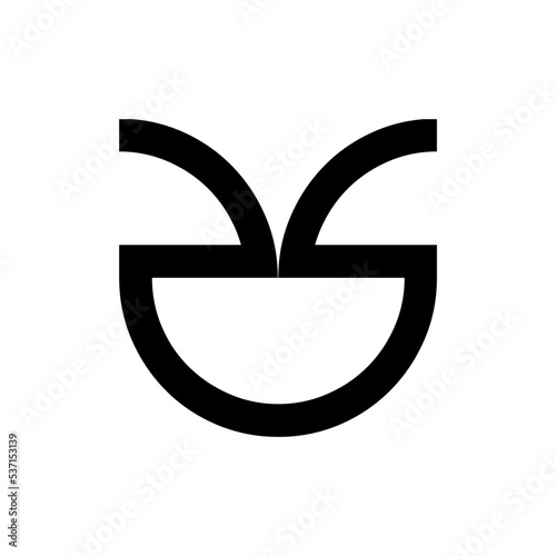 Initial letter RS, es or SS logo template with geometric laugh face line art illustration