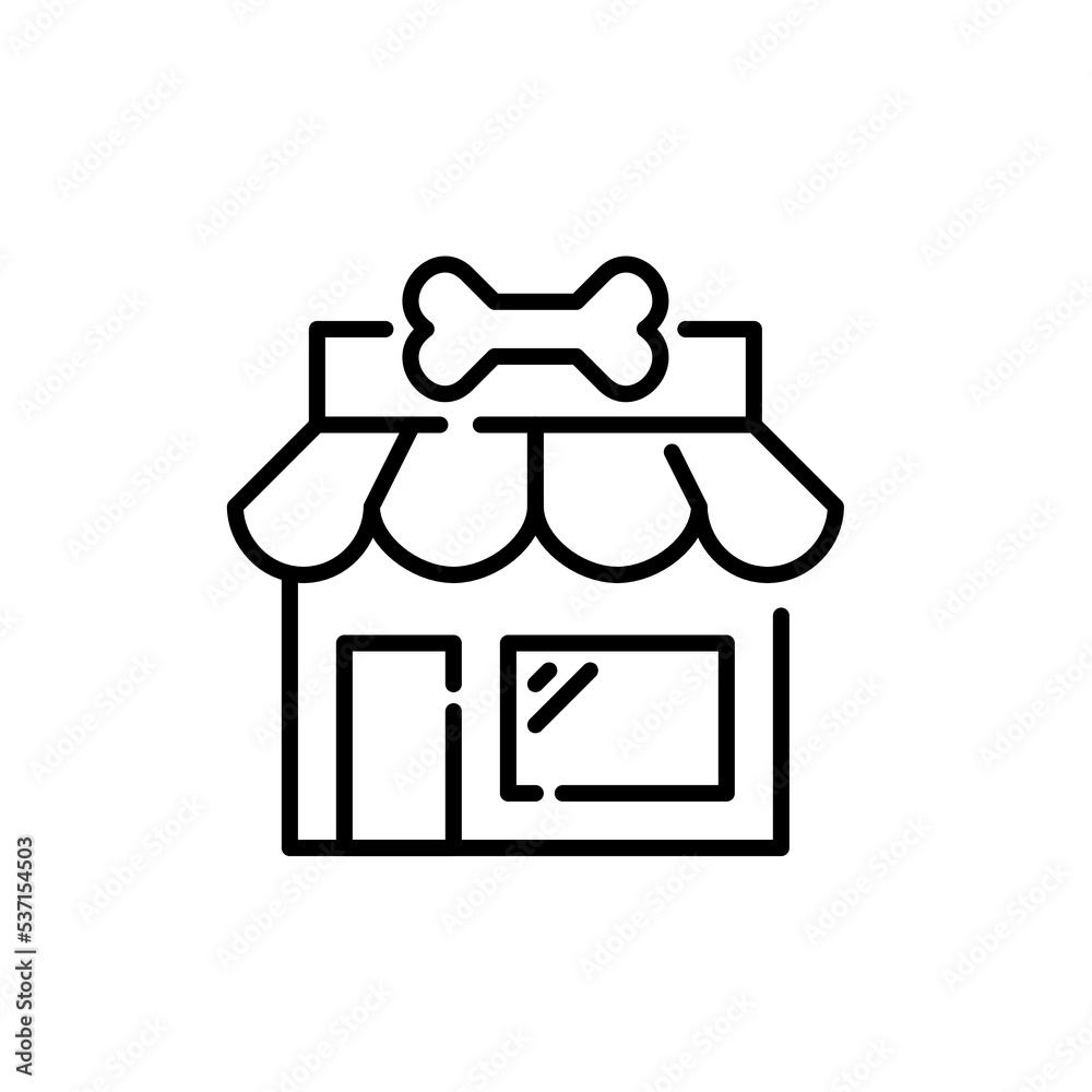 Pet supplies store. Pixel perfect, editable stroke icon