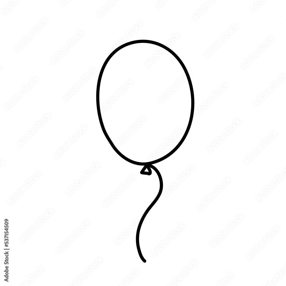Outline balloon. Doodle hand drawn illustration isolated on white background