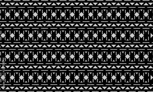 black and white abstract background with seamless pattern. geometric pattern - stock vector.