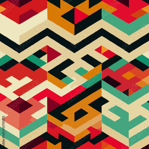 many forms fashion fabric design. Diagonal ikat stripes. Zigzag pattern seamless.Geometric chevron abstract illustration.