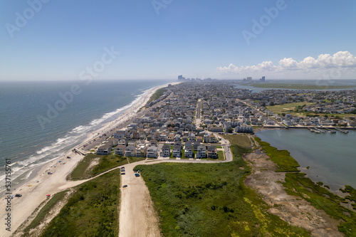 Valokuvatapetti Aerial view of the Brigantine Beach in New Jersey with Atlantic City in the back
