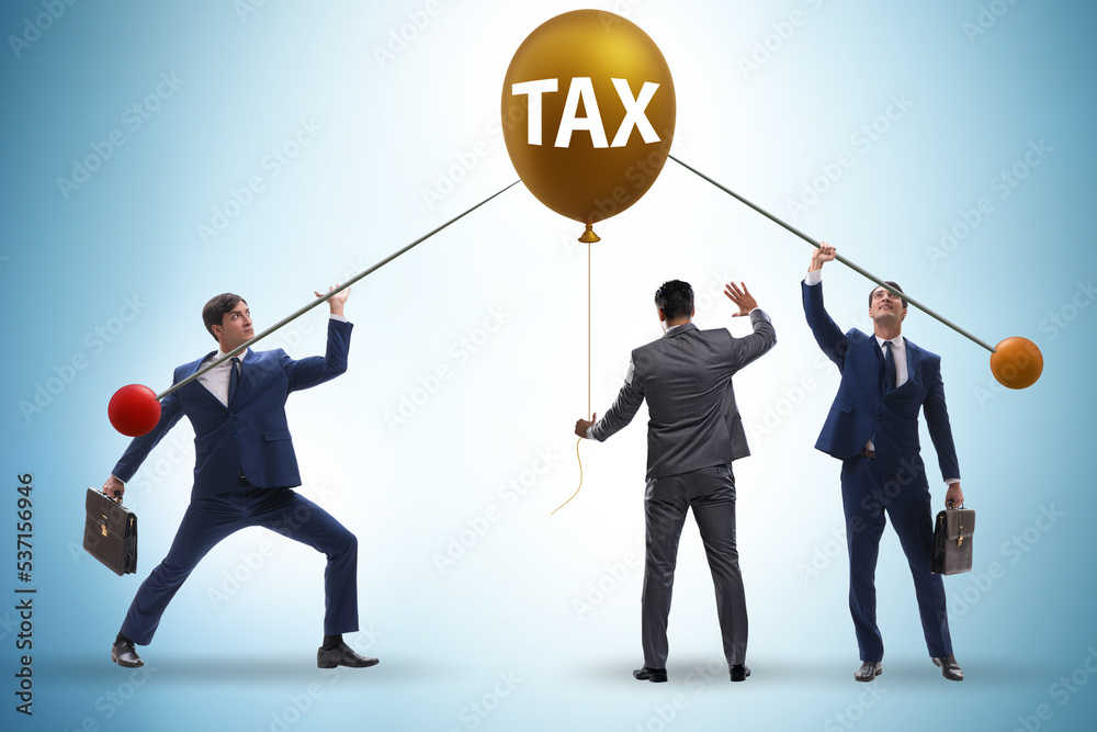 Fototapeta premium Businessman in tax balloon concept