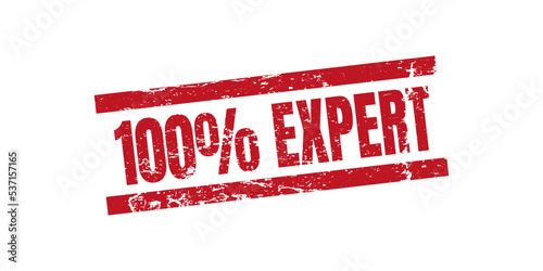 Rubber stamp with text one hundred percent expert inside, vector illustration