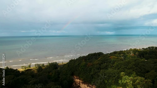 Rainbow over Lake Michigan in Muskegon. photo