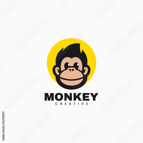 Vector Logo Illustration Monkey Mascot Cartoon Style