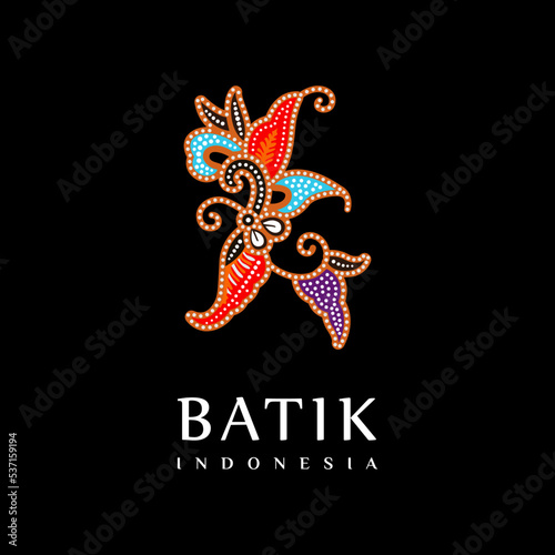 Indonesian Batik Logo Floral Blossom Motif, suitable for boutique logo, or fabric industry